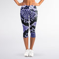 Blue And Black Snakeskin Print Women's Capri Leggings