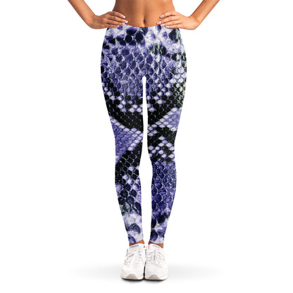 Blue And Black Snakeskin Print Women's Leggings