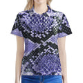 Blue And Black Snakeskin Print Women's Polo Shirt