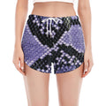Blue And Black Snakeskin Print Women's Split Running Shorts