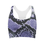 Blue And Black Snakeskin Print Women's Sports Bra