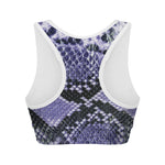 Blue And Black Snakeskin Print Women's Sports Bra