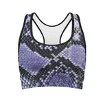 Blue And Black Snakeskin Print Women's Sports Bra