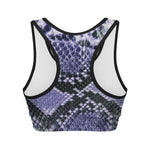 Blue And Black Snakeskin Print Women's Sports Bra