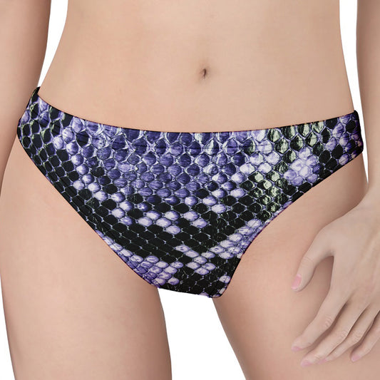 Blue And Black Snakeskin Print Women's Thong