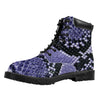 Blue And Black Snakeskin Print Work Boots