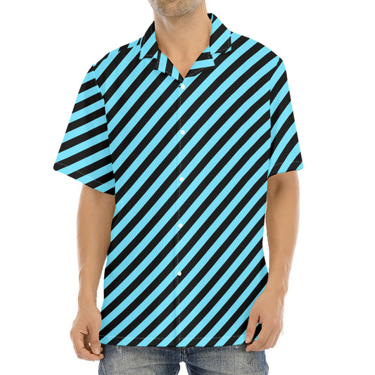 Blue And Black Stripes Pattern Print Aloha Shirt
