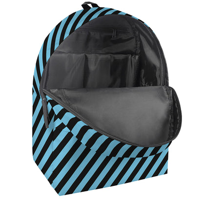 Blue And Black Stripes Pattern Print Backpack