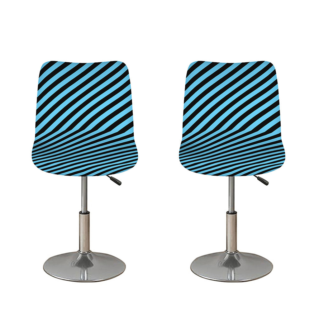 Blue And Black Stripes Pattern Print Bar Stool Covers