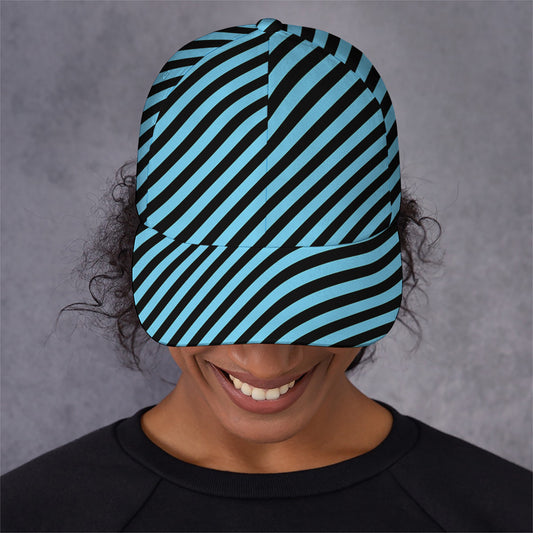 Blue And Black Stripes Pattern Print Baseball Cap