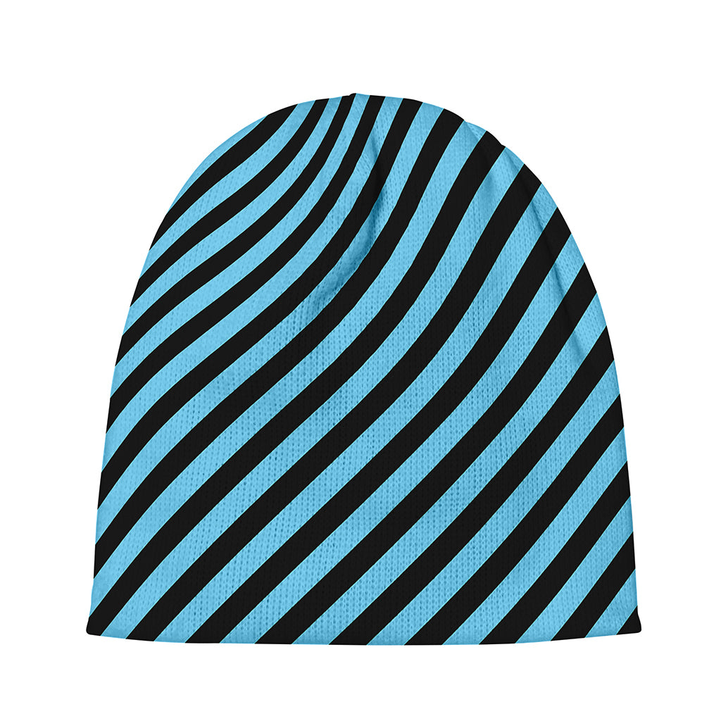 Blue And Black Stripes Pattern Print Beanie