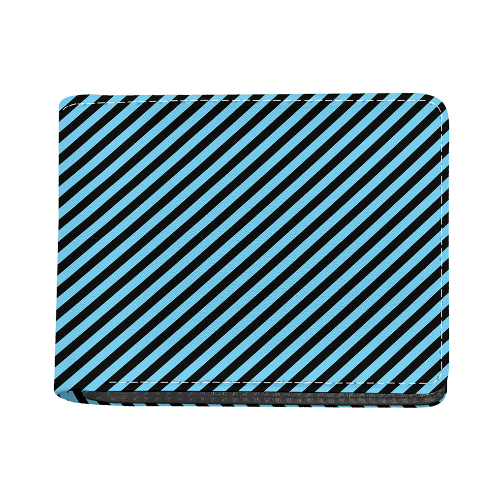 Blue And Black Stripes Pattern Print Bifold Wallet