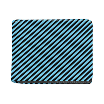 Blue And Black Stripes Pattern Print Bifold Wallet