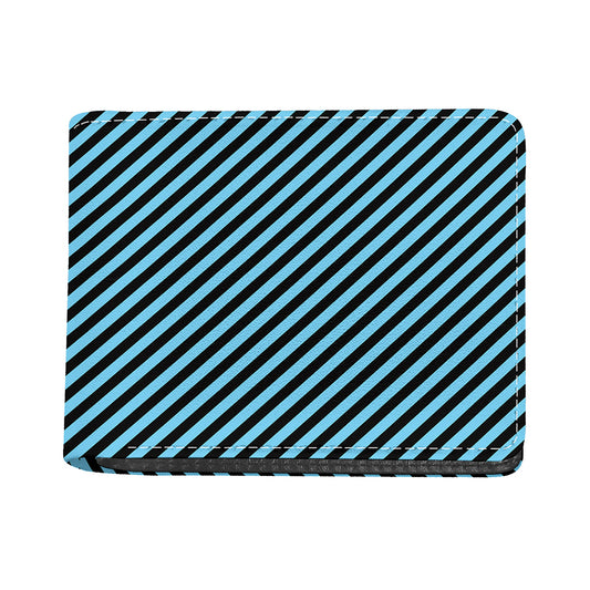 Blue And Black Stripes Pattern Print Bifold Wallet