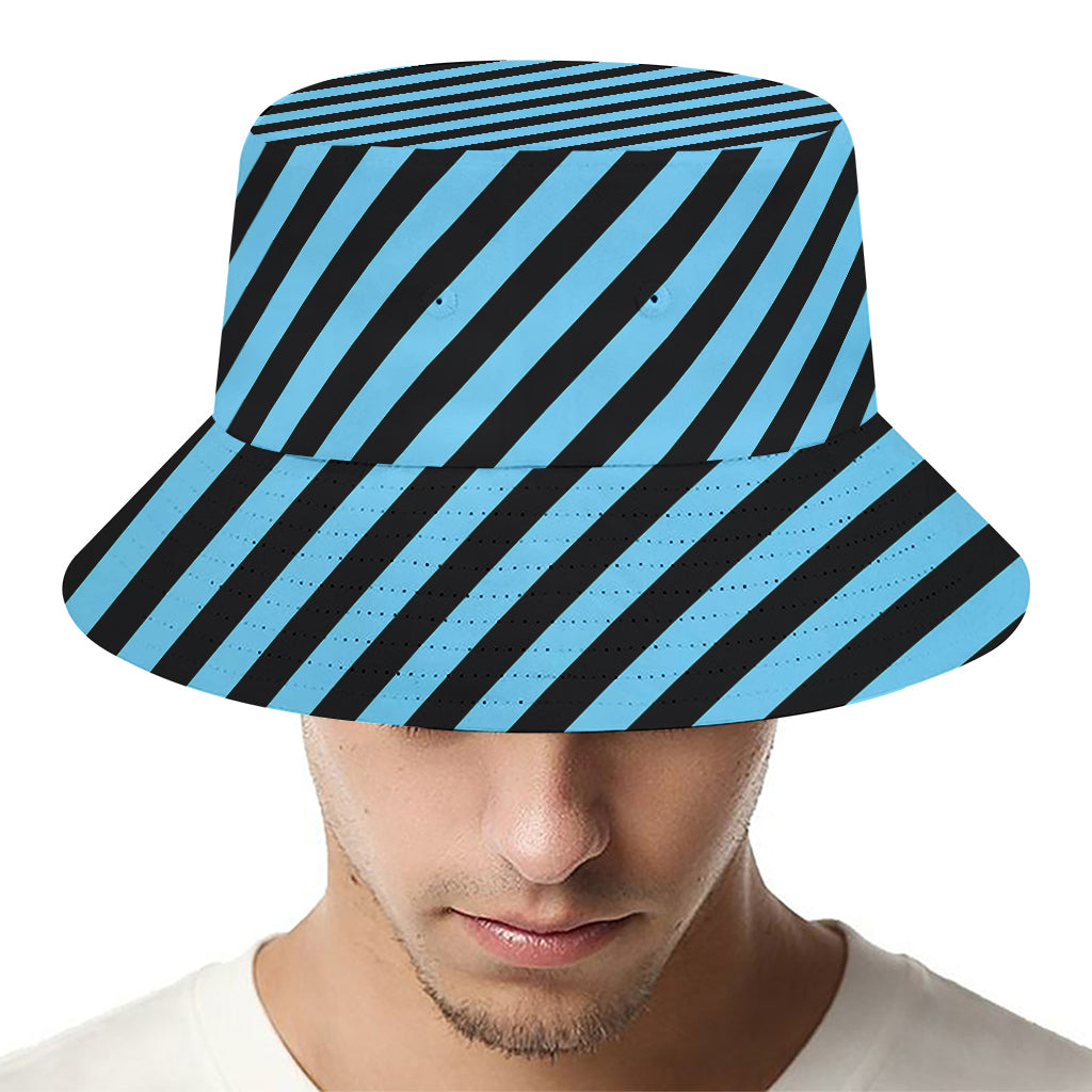 Blue And Black Stripes Pattern Print Bucket Hat