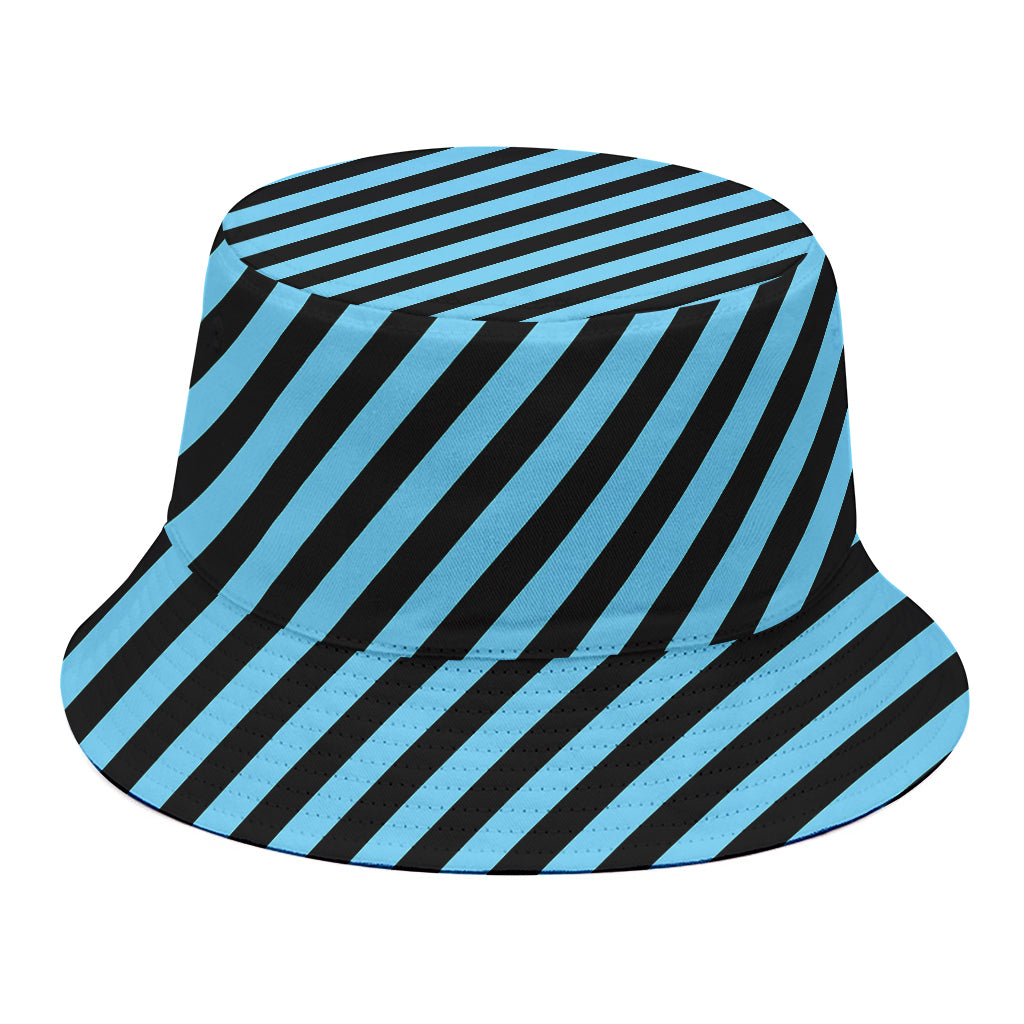 Blue And Black Stripes Pattern Print Bucket Hat