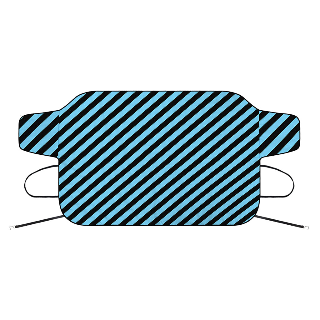 Blue And Black Stripes Pattern Print Car Windshield Snow Cover