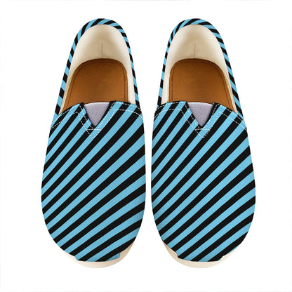 Blue And Black Stripes Pattern Print Casual Shoes