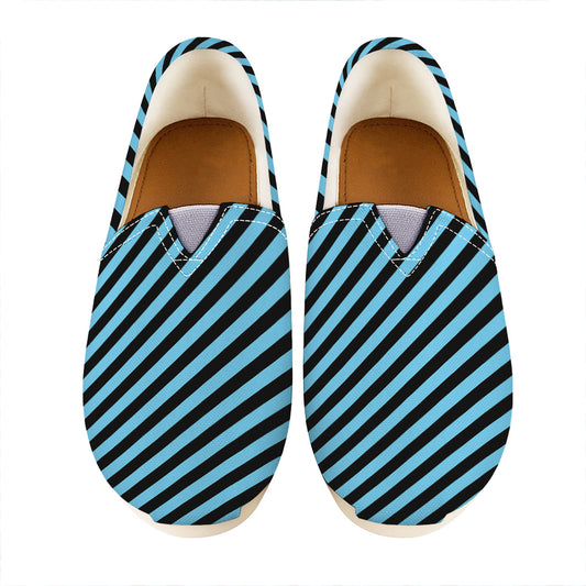 Blue And Black Stripes Pattern Print Casual Shoes