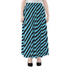 Blue And Black Stripes Pattern Print Chiffon Maxi Skirt