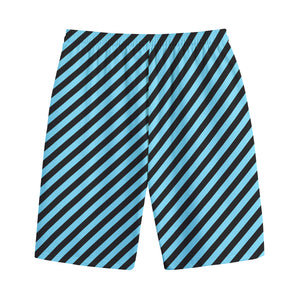 Blue And Black Stripes Pattern Print Cotton Shorts