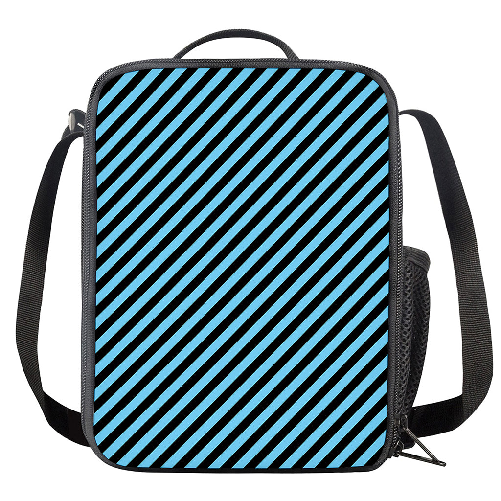 Blue And Black Stripes Pattern Print Crossbody Lunch Bag