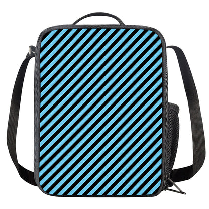 Blue And Black Stripes Pattern Print Crossbody Lunch Bag