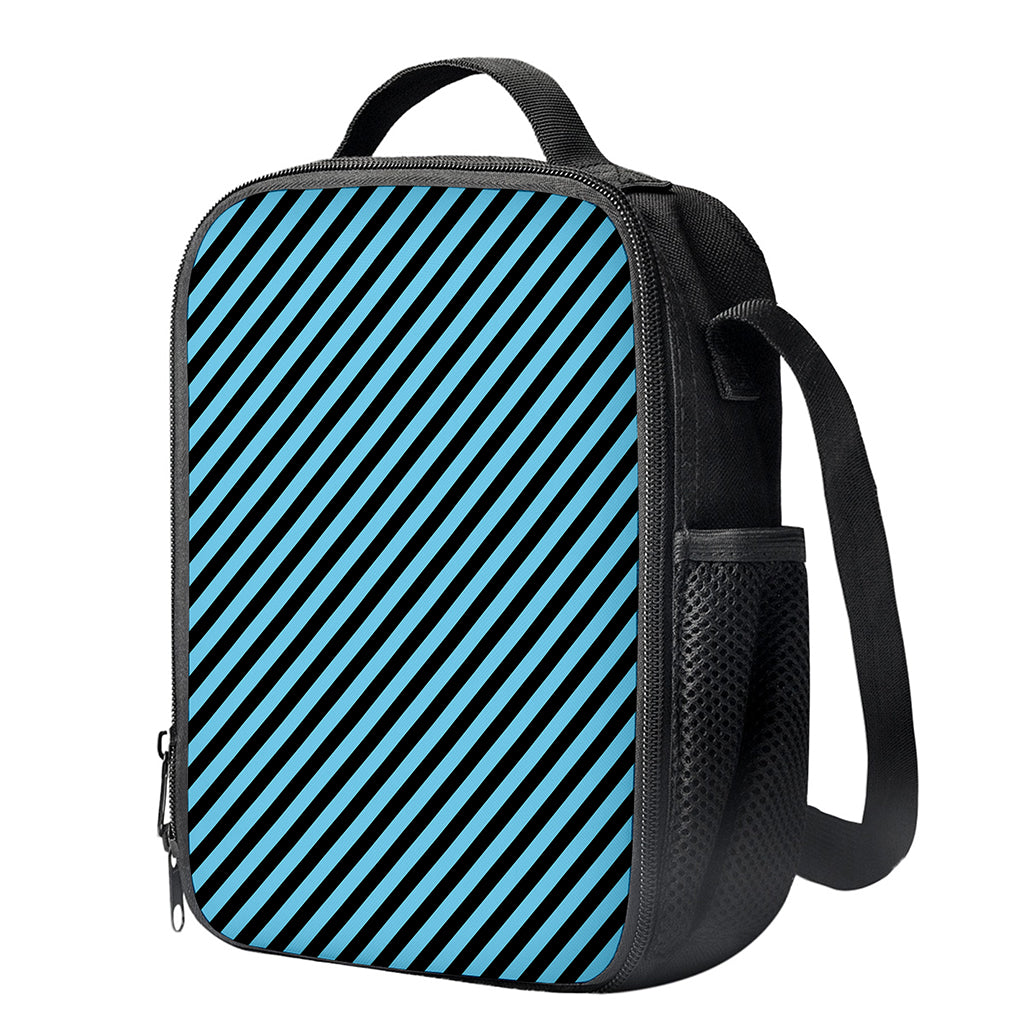 Blue And Black Stripes Pattern Print Crossbody Lunch Bag