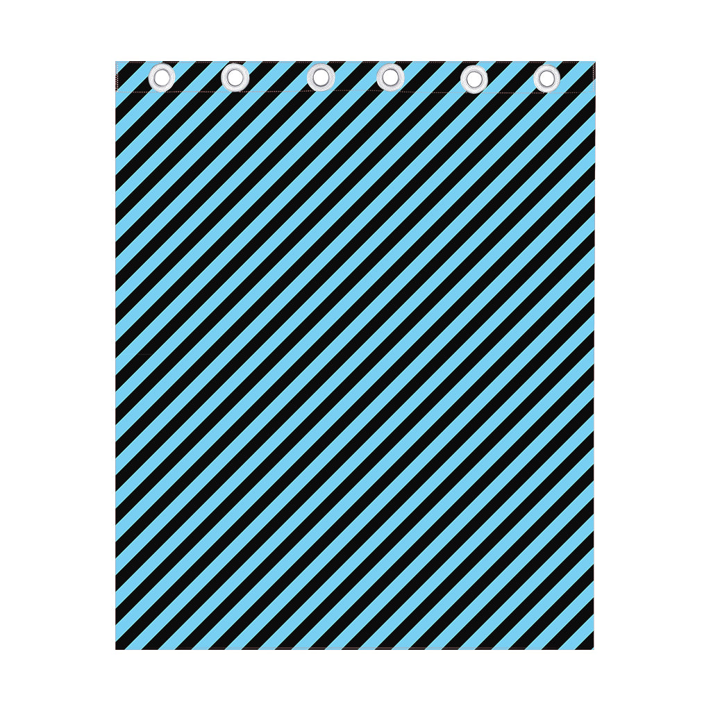 Blue And Black Stripes Pattern Print Curtain