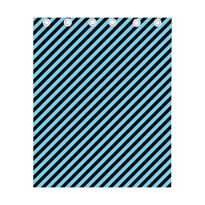 Blue And Black Stripes Pattern Print Curtain
