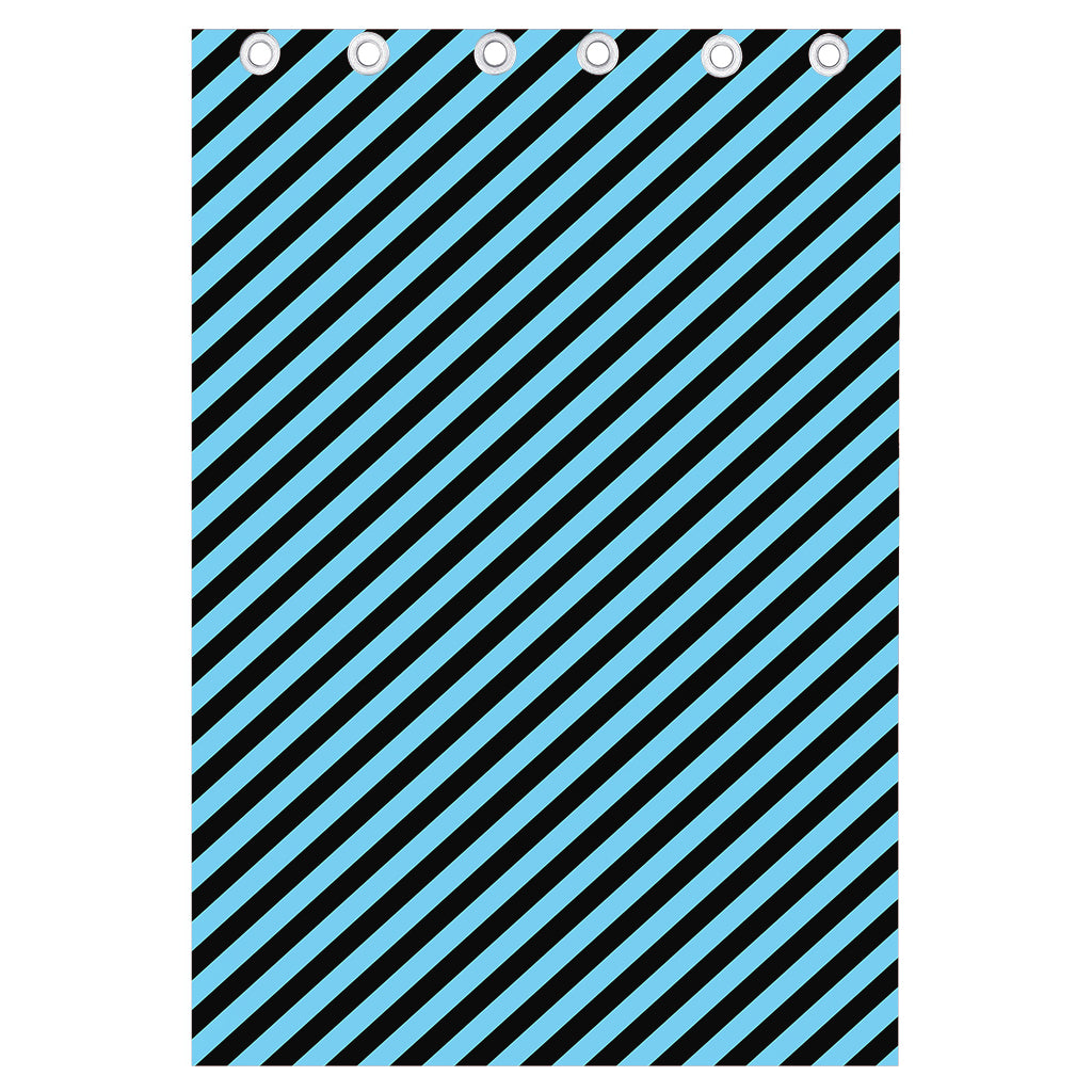 Blue And Black Stripes Pattern Print Curtain