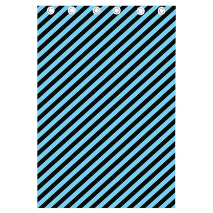 Blue And Black Stripes Pattern Print Curtain