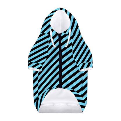 Blue And Black Stripes Pattern Print Dog Zip Up Hoodie