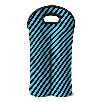 Blue And Black Stripes Pattern Print Double Neoprene Wine Tote