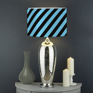 Blue And Black Stripes Pattern Print Drum Lamp Shade