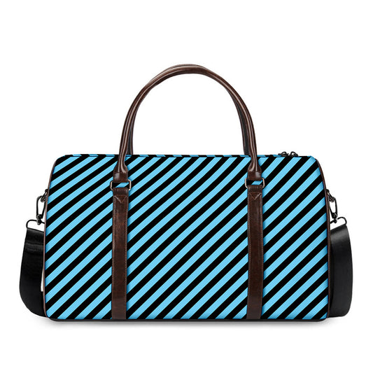 Blue And Black Stripes Pattern Print Duffle Bag