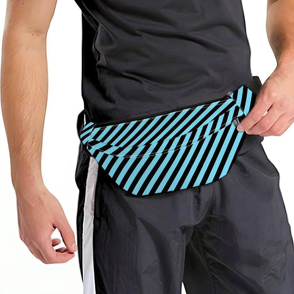 Blue And Black Stripes Pattern Print Fanny Pack