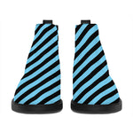 Blue And Black Stripes Pattern Print Flat Ankle Boots