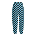 Blue And Black Stripes Pattern Print Fleece Lined Knit Pants