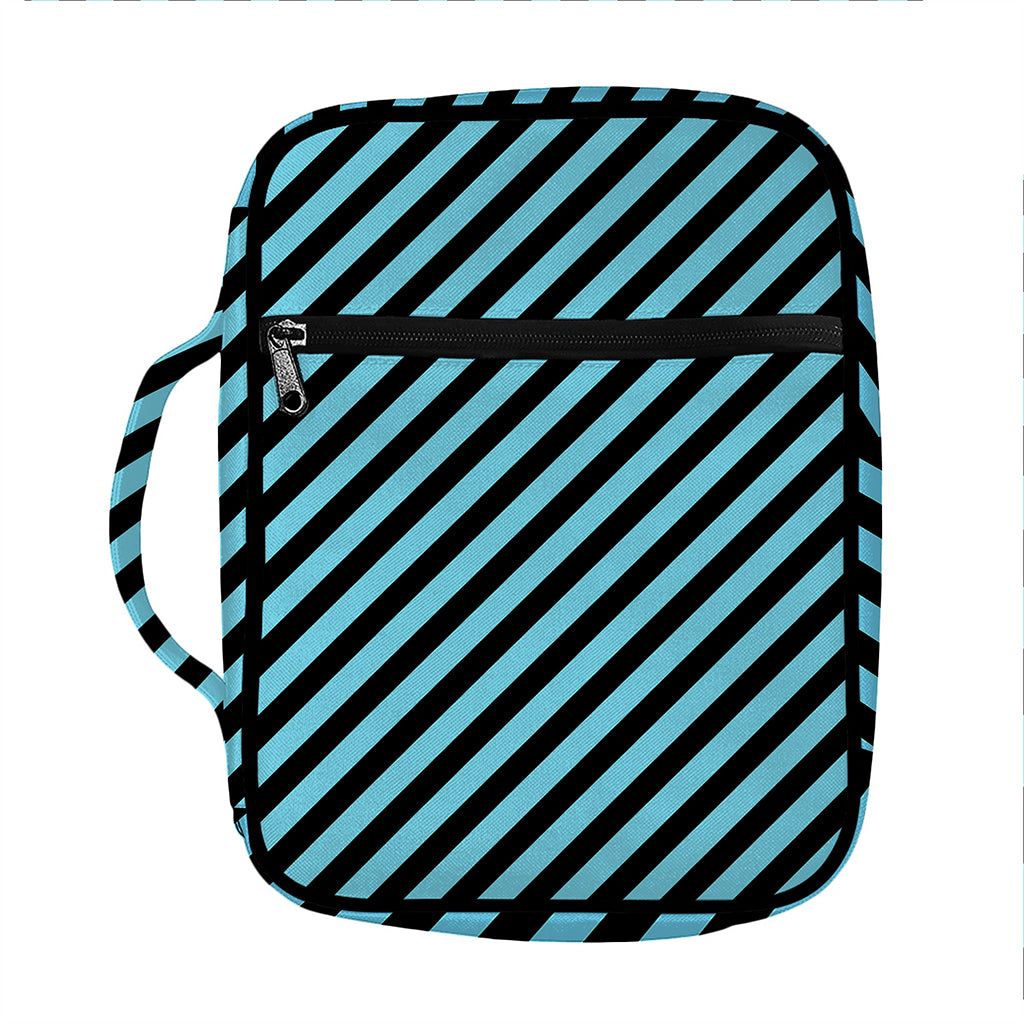 Blue And Black Stripes Pattern Print Front Pocket Bible Bag
