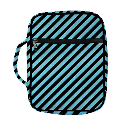Blue And Black Stripes Pattern Print Front Pocket Bible Bag