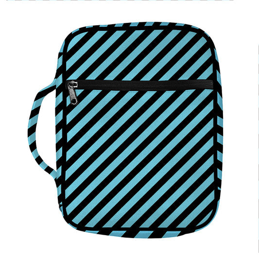 Blue And Black Stripes Pattern Print Front Pocket Bible Bag