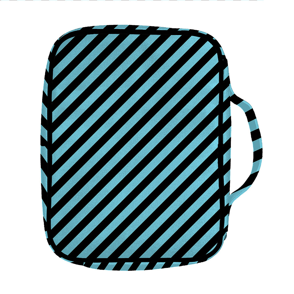 Blue And Black Stripes Pattern Print Front Pocket Bible Bag