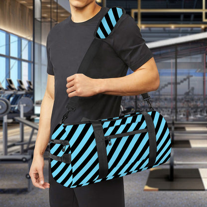 Blue And Black Stripes Pattern Print Gym Bag