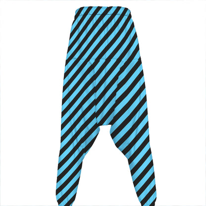 Blue And Black Stripes Pattern Print Hammer Pants