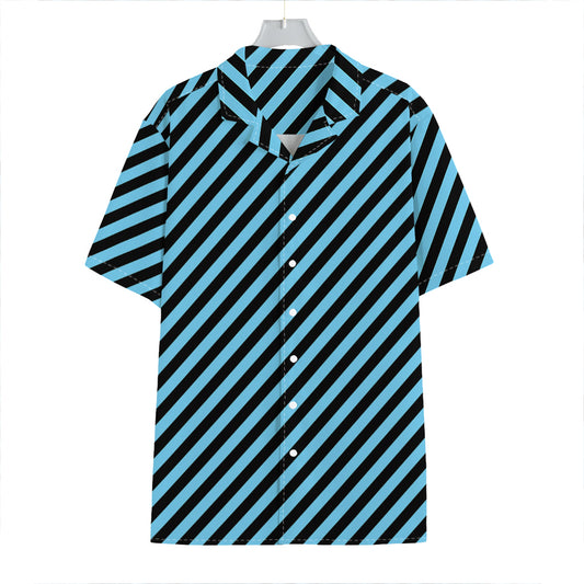 Blue And Black Stripes Pattern Print Hawaiian Shirt