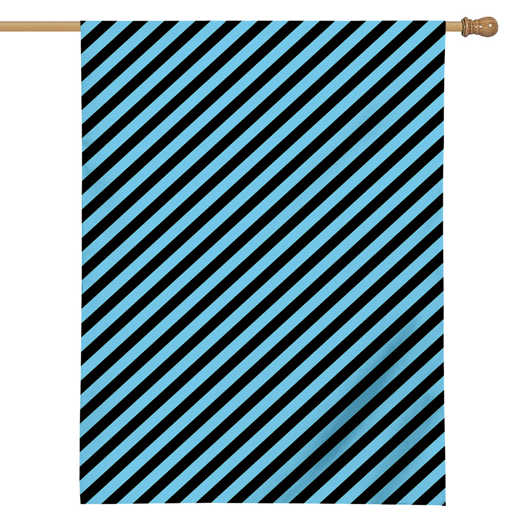 Blue And Black Stripes Pattern Print House Flag