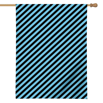 Blue And Black Stripes Pattern Print House Flag