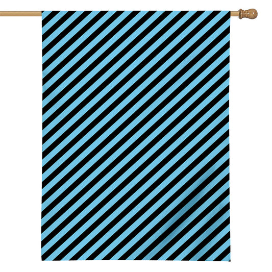 Blue And Black Stripes Pattern Print House Flag