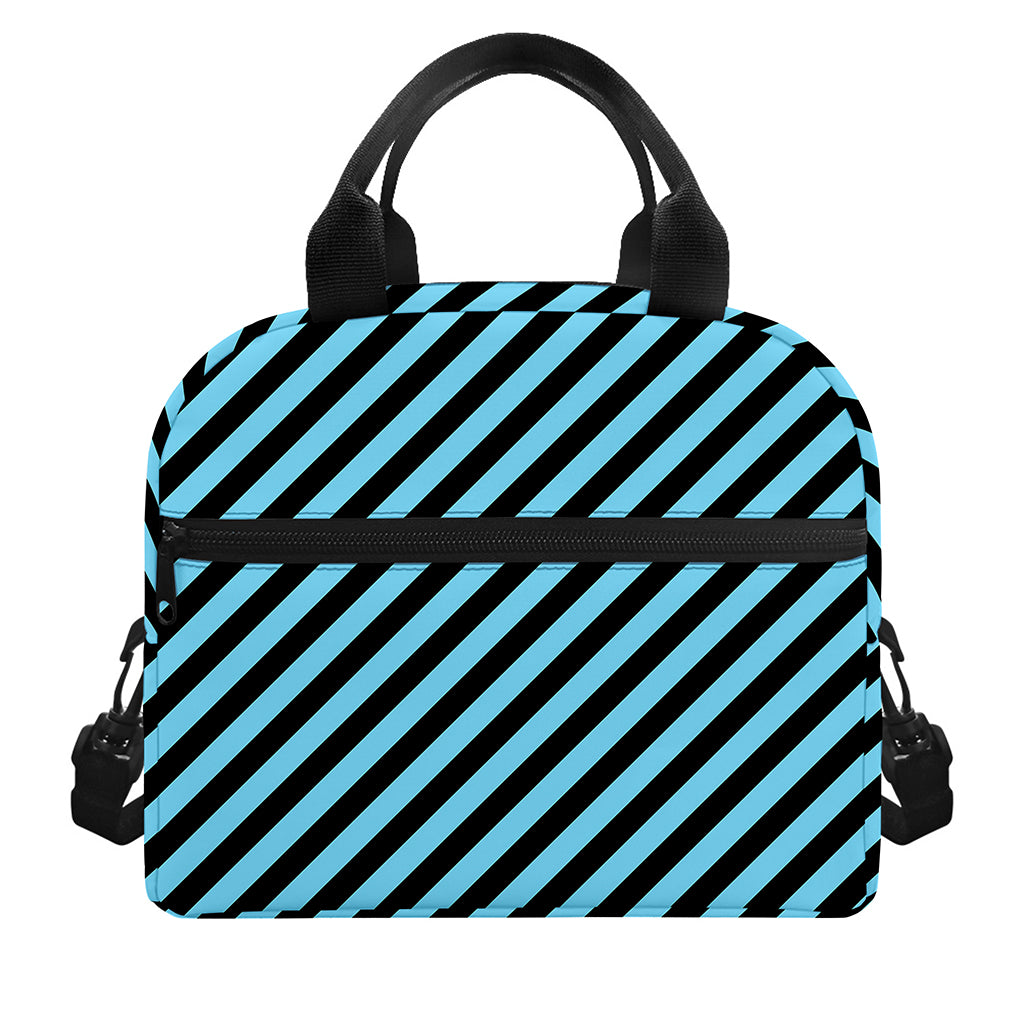 Blue And Black Stripes Pattern Print Insulated Lunch Bag
